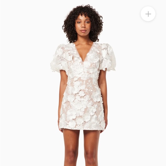 Elliatt Zayla Floral Lace Puff-Sleeve Mini Dress - Picture 1 of 5